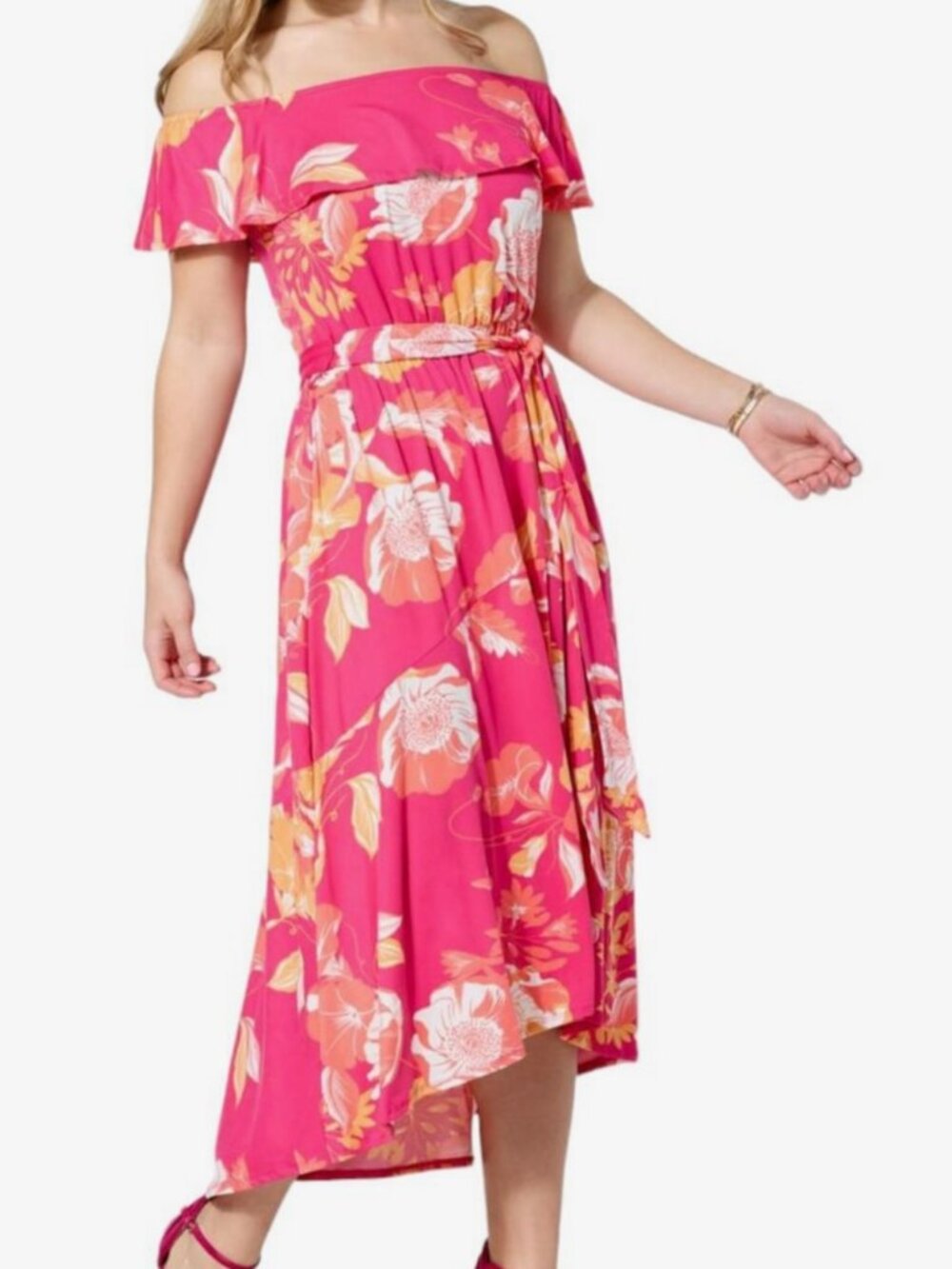 NWOT C Wonder by Christian Siriano Size L Large Fucshia/Orange Dress